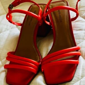 🇧🇷Women's Vibrant Orange block Heeled Sandals